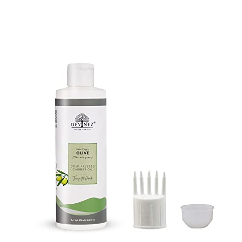 Devinez Olive Cold Pressed Oil (Jaitun Ka Tel), 250ml (NABL & IFRA Certified) with Flip-Top Cap and Hair Applicator - 100% Pure, Natural & Undiluted - Moisturizes Skin, Fights Signs Of Aging, Improves Skin Health, Hair Healthy
