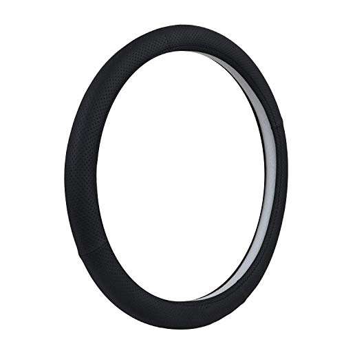 AllExtreme EXBPHM1 PU Leather Universal Anti-Slip Perforated Car Auto Steering Wheel Cover (36cm, Black) 1
