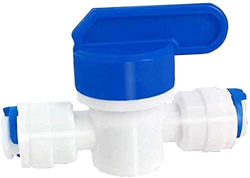Letino Inline Tube Tap Shut Off Ball Valve Quick Fitting Connection Aquarium Quick Connector for RO Water Reverse Osmosis System (Pack of 10) (1/4 Flushing Valve) 4