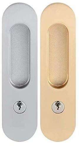 YUEXING 1 Set Sliding Wood Door Lock Handle Anti-Theft with Keys for Double Doors Latch Lock for Barn Wood Furniture Hardware Door (Color : Gold) 4