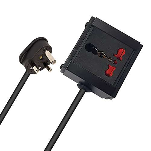 MX Extension Board Single Outlet 1800W 6/16 AMP Socket to 6 AMP Plug with Heavy Duty (0.75 Sq.mm ISI Marked) Power Cord 3 mtr with Child Safety Shutter & Flame Retardent Body (Black)- MX 4219 1