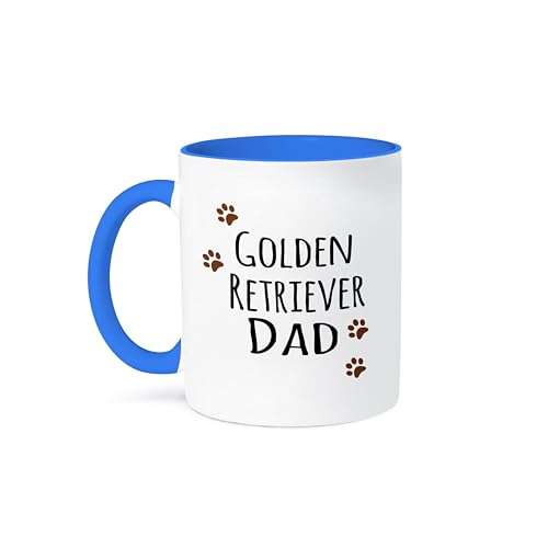3dRose Mug Golden Retriever Dog Dad - Doggie by breed - brown paw prints - doggy lover - proud pet owner love - 15oz, Blue (mug_153915_11)
