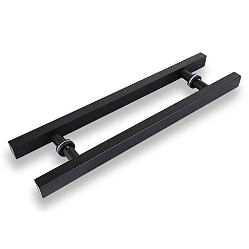 Thick Stainless Steel Square Tube Large Handle Glass Door Handle/Wooden Door Handle, Office Push-Pull Door Handle - Black, 8 Sizes (Size : 600×400mm) 1