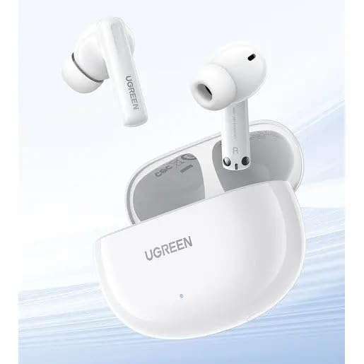 UGREEN Bluetooth V5.3 HiTune T6 Hybrid Active Noise Canceling Earbuds 30H Battery 48dB White 1