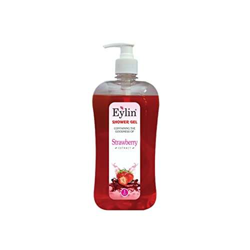 EYLIN SHOWER GEL- PREMIUM RANGE : 1 LTR SCREAMING STRAWBERRY PERFUMED- PINK COLORED TOTAL 1 LITRES 2