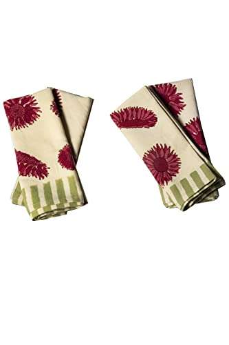 CONTRAST LIVING Puja Hand Block Printed Kitchen Towel/Dish Towel/Hand Towel Multi Color Set of 3 Pcs 4