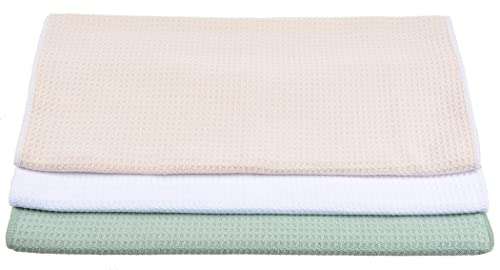 UBERSWEET® 16Inchx24Inch Waffle Weave Microfiber Kitchen Towels Dish Cloths 16 Inch X 24 Inch 3 Pack 3