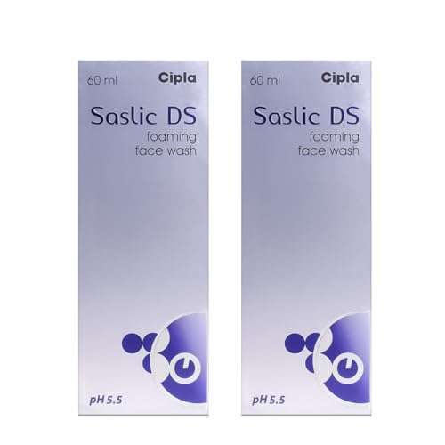 Cipla Saslic DS Foaming Face Wash | 2% Salicylic Acid | Acne Prevention | Pore Unclogging Formula for Clear Skin | 60ml (Pack of 2) 2