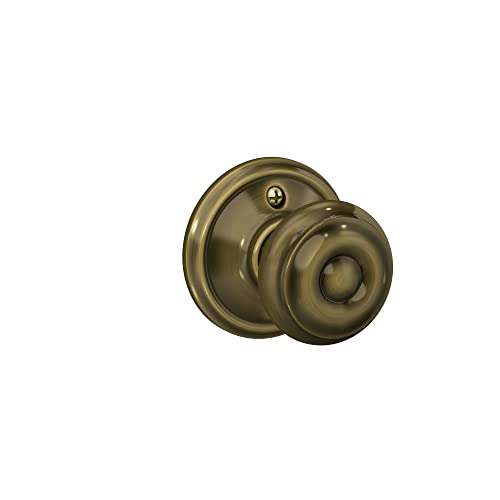 Schlage F170 GEO 609 Georgian Door Knob, One Sided Non-Turning Dummy Door Handle, Antique Brass 1