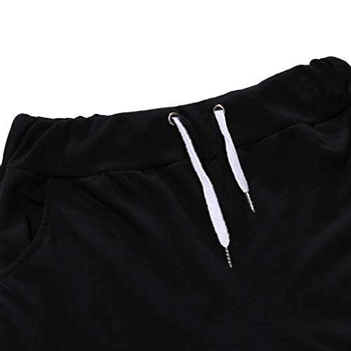 EINCcm Stripes Printed Sports Pants for Men, Elastic Waist Drawstring Trousers Slim Fit Casual Loose Joggers Trousers(Black, L) 4