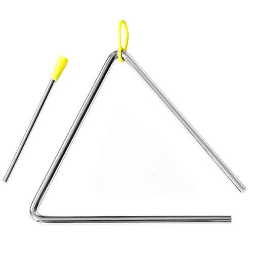 Cuteam Triangle Musical Toy, Children Triangle Steel Beating Percussion Musical Instrument Kids Education Toy Black 10 1