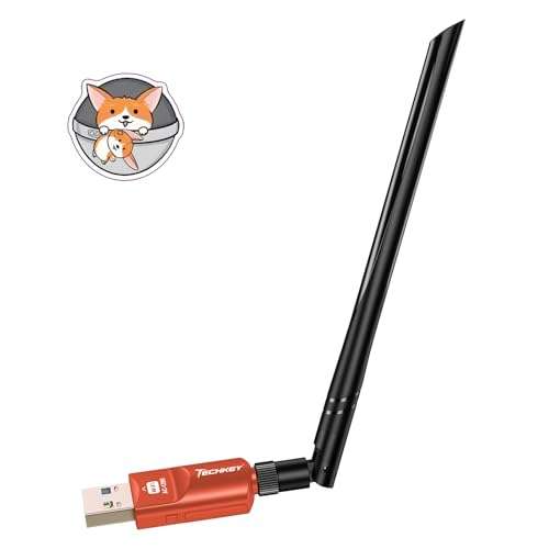 USB WiFi Adapter 1200Mbps Techkey USB 3.0 WiFi Dongle 802.11 ac Wireless Network Adapter with Dual Band 5dBi High Gain Antenna for Desktop Windows XP/Vista / 7-10 Mac（Kor-13）