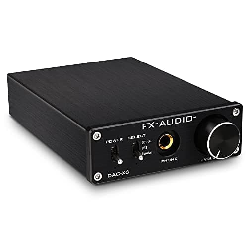 FX-Audio DAC-X6 Headphone amp Mini HiFi 2.0 Digital Audio Decoder DAC Input USB/Coaxial/Optical Output RCA/Headphone Amplifier 24Bit/96KHz DC12V (Black) 1