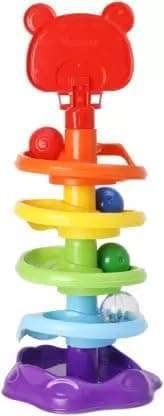 TOYXIITY MALL Animal Ball Tower Toy 5 Layer Ball Drop and Roll Swirling Tower for Baby, Stacking Balls with Spiral Track (Medium) Multicolour + Free Assured Gift Inside 4