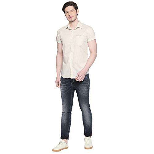 Mufti Men's Slim Fit Shirt (MFS-10840-J-24-OFF White_Off L) 6