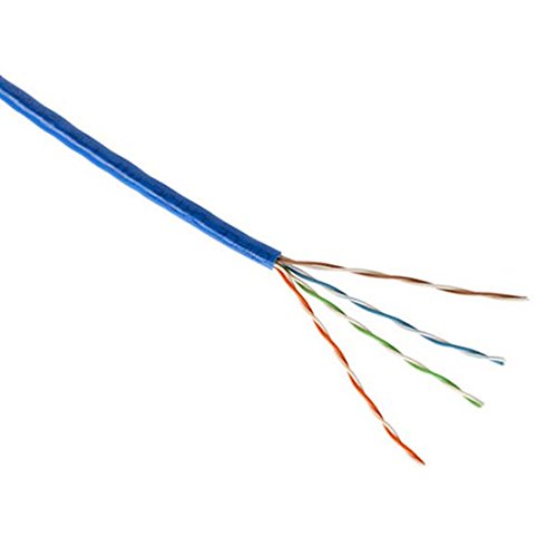 1000' FT CAT5E Cable Blue UTP 350 MHz Ethernet Network Data AWG 24 Solid Copper High Performance 4 Pair UL Listed Category 5-Enhanced Computer Data Transfer Signal Network Line
