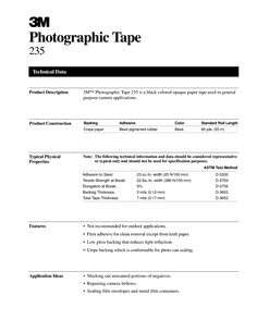3MPhotographic Tape 235, Black, 1 in x 60 yd, 7 mil 2