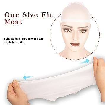 ATHRAVFIT England Single Stocking Cap, Wig Caps, Singh Net Stocking Caps for Wigs Stretchy Nylon Wig Caps Wig Caps for Women Men, (White Pack of 5) 5