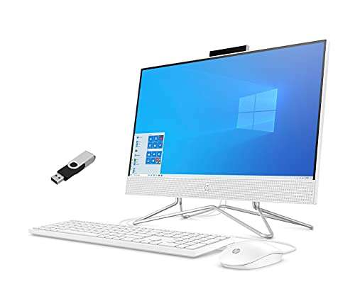 Newest HP 24-inch FHD All-in-One Desktop Computer - Dual-Core AMD Athlon Silver 3050U - 12GB DDR4 RAM-256GB SSD - DVD-RW - WiFi Bluetooth - Windows 10 Pro - Snow White w/ 32GB USB Drive (HP-24-DD00) 1