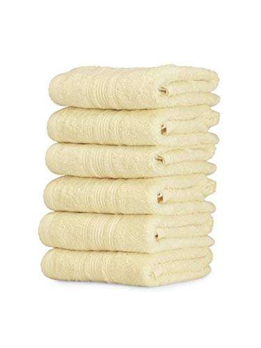 ELSTONE HOME 450 GSM Cotton Super Soft and Fluffy Hand Towel (Size 16 x 24, Beige) - Pack of 6 2