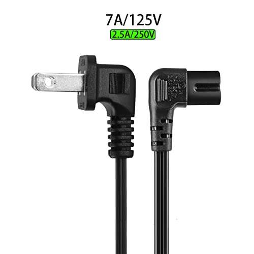 VSEER 1.5FT SPT-2 18 AWG Angled 2-Slot Non-Polarized Angle Figure 8 Power Cord (IEC320 C7 to Nema 1-15P), Black (1.5FT) 4