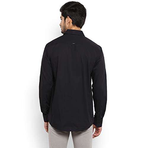 Mufti Men's Solid Casual Shirt (MFS-10350-I_01-Black M) 3