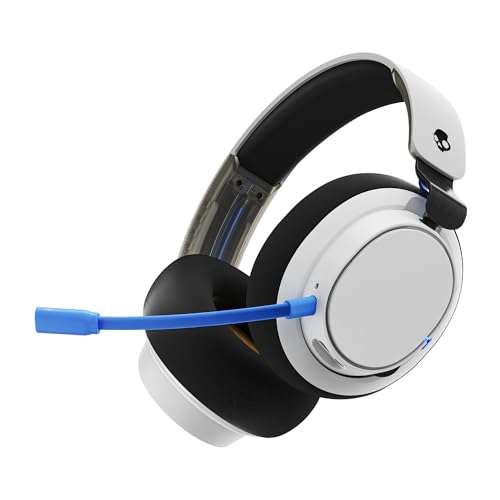 Skullcandy SLYR Pro Wireless Multi-Platform Gaming Headset, Bluetooth Headphones, Up to 24 Hrs Battery, PC, PlayStation, Nintendo Switch, 2.4GHz Low Latency Wireless Transmitter Included - White/Blue 1
