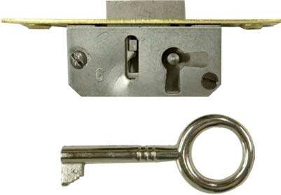 Full Mortise Lock w/Skeleton Key for Left Hand Cabinet Door or Dresser Drawer - Antique, Vintage, Old Furniture Hardware | M-1820 2