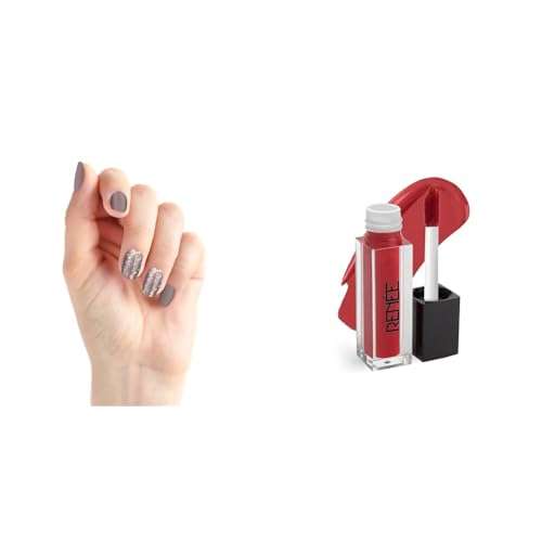 RENEE Stick On Nails DN 04| 24 Reusable Artificial Fake Nail Set| Lightweight & Long Lasting| E&RENEE Stay With Me Mini Matte Lip Color, Long Lasting, Non Transfer, Water & Smudge Proof 1