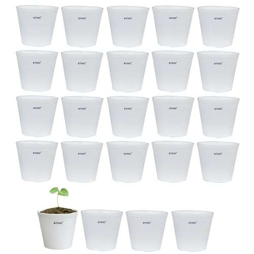 STOIC Nursery Planter Pot |Indoor and Outdoor 4 inches Plastic Flower Pots for Home/Office/Table/Garden/Balcony Decoration | Pack of 24 | White