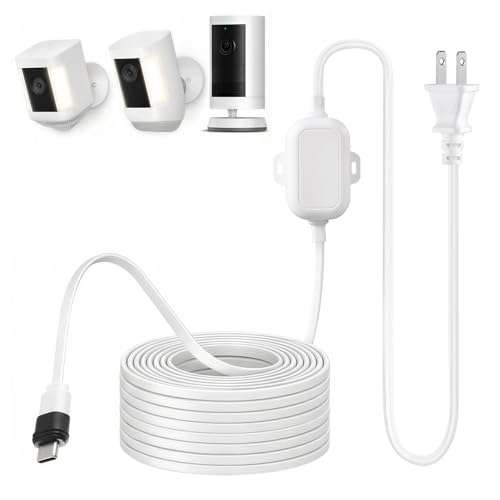 25ft USB C Power Adapter for Ring Spotlight Cam Plus/Pro (Battery) & Ring Outdoor Cam Plus (Battery), Outdoor Weatherproof Charger for Continuous Power, White 1