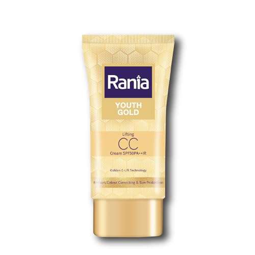 Rania CC Cream SPF50PA++IR with Vitamin C,24K Gold|Tinted moisturizer|Foundation & skincare|Lightweight|9-5 long lasting |Natural makeup look,25g 1