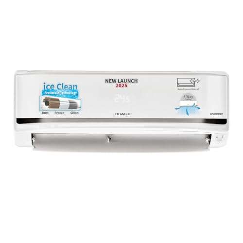 Hitachi 2 Ton Class 5 Star, 4-Way Swing, ice Clean, Xpandable+, Inverter Split AC (100% Copper, Dust Filter, 5500STXL RAS.V522PCBISH1, White) 1