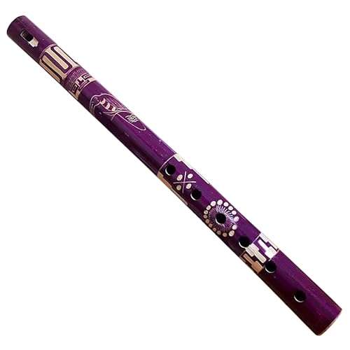 Mia Jewel Shop - Handmade Colored Bamboo Wooden Flute | Tribal Nature Pattern | Native Recorder for Beginners, Meditation & Music Lovers (Purple) 1
