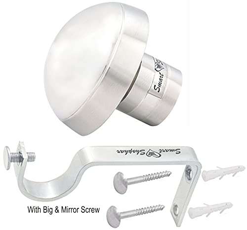 SMART SHOPHAR Stainless Steel Lucia Curtain Bracket 2.5 Inches Silver, Pack of 1 Set, 2pcs / Sleek and Stylish/Quick to Install Design/Suitable for Lightweight Curtains/Mounting Hardware 4