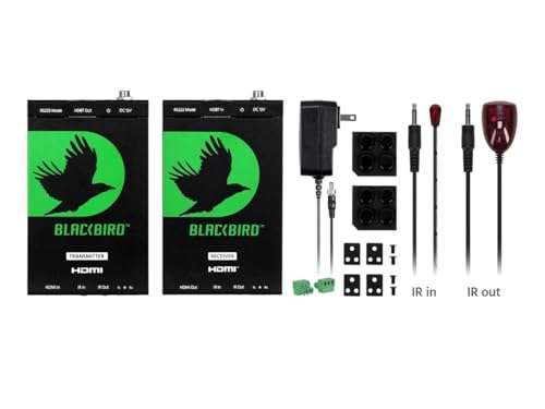 Monoprice 4K Pro HDBaseT Extender Kit, IR, 70 Meters with PoC, Over Cat6, RS232, HDCP 2.2, Black - Blackbird Series 6