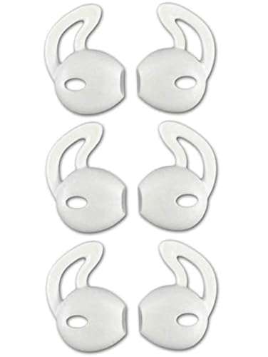 D & K Exclusives Ear Hook Covers for Earbud Headphones, Noise Isolation Anti-Slip Silicone Earbuds/Ear Plug Tips 3 Pair Cover Tips Accessories Compatible Headset MNHF2AM/A (White 6PCS) 1