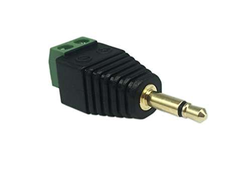 CERRXIAN 3.5mm TS Mono Male to 2 Pin Screw Terminal Female AUX Headphone Replacement Solderless Balum Converter Adapter (2-Pack) 3