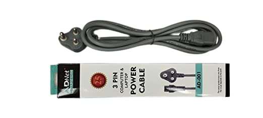 ADNET 3 Pin Computer and Desktop Power Cord Power Cable Copper Connector 1.8 M 3