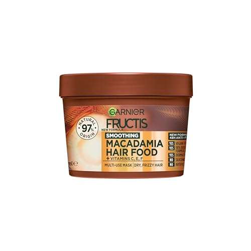 Garnier Fructis, Hair Mask for Dry Unruly Hair, Smoothing & Nourishing, Macadamia Hair Food, 390 ml 1