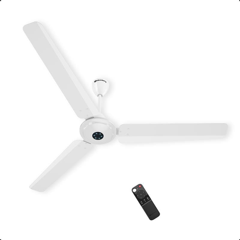 atomberg Ikano 1400mm BLDC Ceiling Fan with Remote | BEE 5 star | High Air Delivery | LED Speed Indicator | Low Noise | Timeless Design with Power Saving | 3 Year Warranty| Gloss White 1