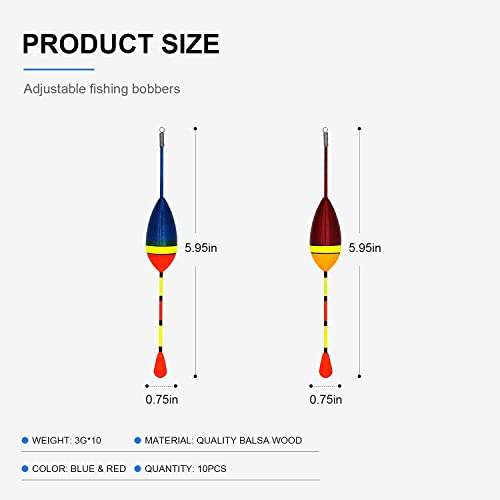 Proximitck 12 Pcs Fishing Floats Fishing Bobbers Balsa Cork Wood Floats Oval Stick Floats Slip Bobbers for Fishing Tackle Accessories for Trout Bass Fishing 4