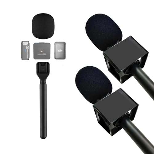 Stand Mic Holder Flag for DJI Mic 1/2 / Mic Mini/Rode Wireless GO II Handle Wireless Interview Lavalier Microphone Adapter Handheld Mount for Hollyland Lark M1 /C1 / 150/2 Pack 1