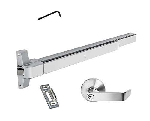 Dynasty Hardware Push Bar Panic Exit Device for Emergency Exit Doors Painted Aluminum, with Exterior Lever Handle 1