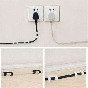 Elegant Casa Cable Clip with Galvanized Metal Nail Loop Clamps for Wire Plastic Circle Hook, Wall Self Wire Holder Cord Organizer Management Cable Binder Strap Size 20 Mm 100 Pieces Pack, Color White 4