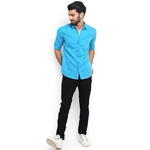 Mufti Mens Slim Collar Slub Shirt (Sunset, M) 2