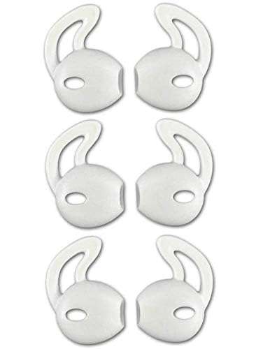 D & K Exclusives Ear Hook Covers for Earbud Headphones, Noise Isolation Anti-Slip Silicone Earbuds/Ear Plug Tips 3 Pair Cover Tips Accessories Compatible Headset MNHF2AM/A (White 6PCS) 2