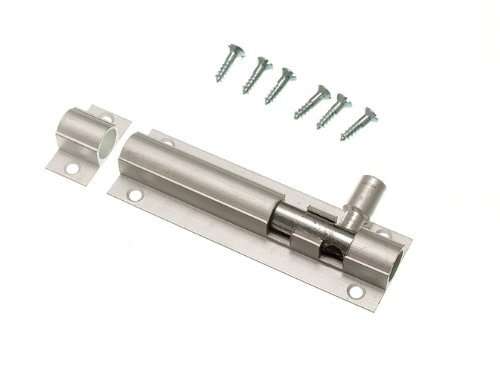 DOOR BOLT BARREL SLIDE LOCK 75MM 3 INCH ALUMINIUM + SCREWS ( pack of 3 ) 1