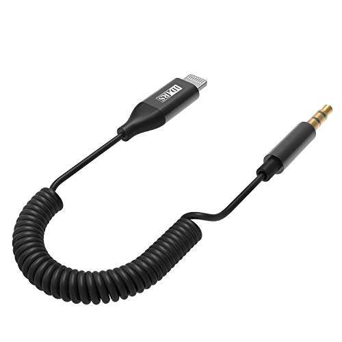 iDARS Lightning AUX Cord, Apple MFi Certified Lightning Audio Cable, Compatible with iPhone for Car Stereo/Home Stereo/Headphones/Speaker Adapter Support iOS 10 or Above-Coiled (Black) 1