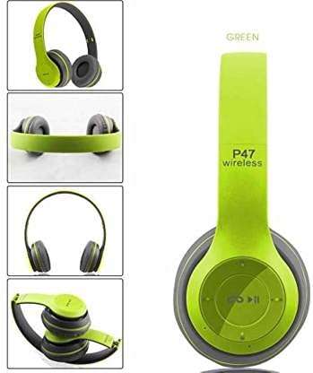 REEPUD Over The Head Wireless Bluetooth Headphone with Soft Ear COUSIONS for Gaming with AUX & MP3 Support for Gaming & Music for All Compatible Device (Green) 3